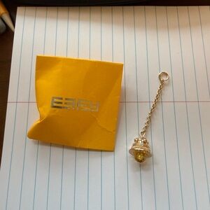 New EFFY - Bell Charm gold tone bell on chain with Yellow Crystal.